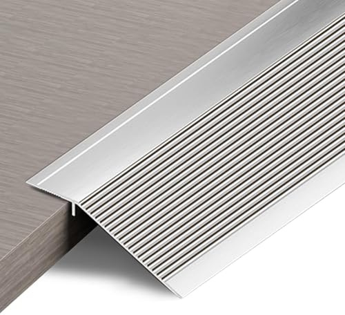 Aluminium-Boden-Übergangsstange, Türstange, Metall-Bodenleiste für Türen, Schwellen, Fliesen, Laminat, Planken, Brücke die Höhe zwischen 20mm(Silber, 0.9m x 4.3cm)