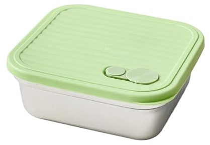 Fluxioxtna Lonchera con separadores de acero inoxidable para almacenamiento de alimentos con tapa a prueba de fugas para uso diario y organización de comidas, lonchera de acero inoxidable