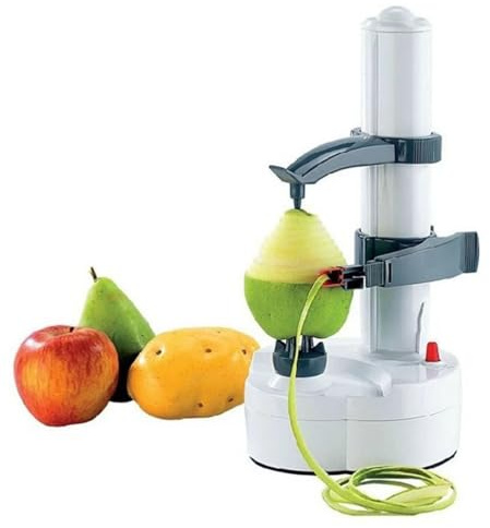 Automatic Vegetable Peeler Electric, Effortless Potato Apple Peeler Corer Slicer Machine, Kitchen Gadgets Must Haves for Easy Peeling with No More Hand Fatigue (White + British standard plug)