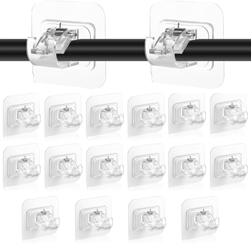 Self-Adhesive Curtain Hooks, 16 PCS Adjustable Curtain Pole Brackets, Multi-Purpose No Drill Cur-tain Rod Brackets, Stick on Cur-tain Rail for Doors Windows Bathroom & Kitchen, Transparent