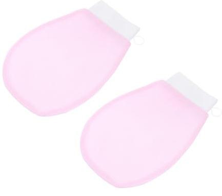 Weihnachten Event Peeling Handschuh für Körperpeeling, Rosa, 1 Paar | Weich und Hautfreundlich, Pflanzenfasern, Sanfte Exfoliation, Rutschfeste Oberfläche, für Dusche und Reise