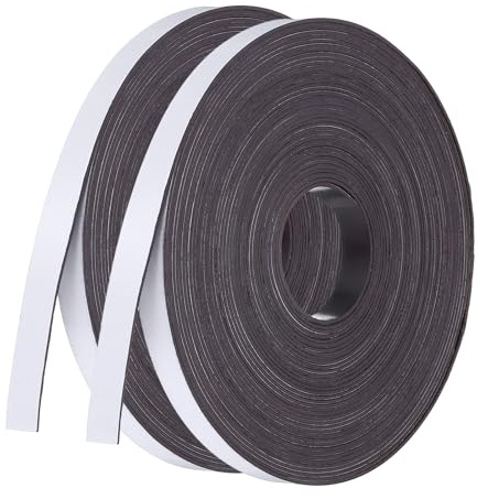 PATIKIL 2 Rollos Cinta Flexible Borrable En Seco Etiqueta Magnética Blanco | Para Refrigerador, 10m x 0.4, Imanes Para Nevera, Con Lado Adhesivo, Cinta Magnética