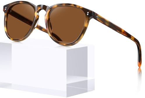 CARFIA Trendy Polarisiert Sonnenbrille Damen, Vintage Leopardenmuster UV400 | Schildpatt Design, Kategorie 3 Linse, Leichte Azetat Sunglasses für Alltag Urlaub Party, mit Etui & Reinigungstuch CA2307C