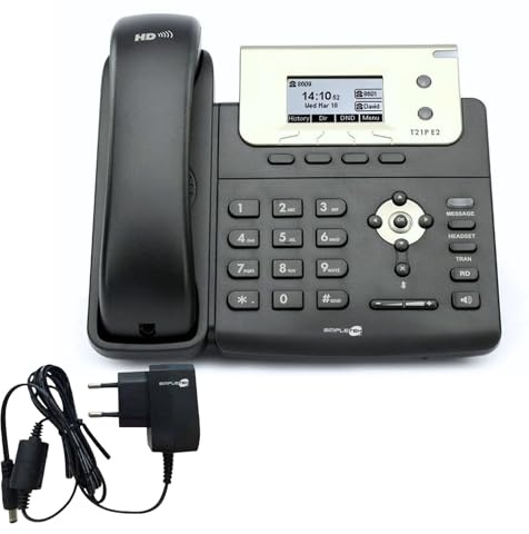 SIMPLETEK - Professionelles IP-Telefon PoE | 2 SIP-Konten | HD-Audio | Display mit Hintergrundbeleuchtung | Netzteil enthalten (überholt)