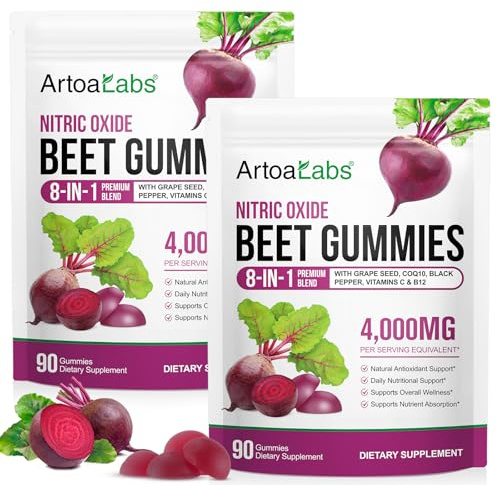 Rote Beete Gummibärchen, 90 Rote-Bete-Gummibärchen, Vegane Extrakt Beetroot, Natürlicher Rote Beete Pulver, Reich an Vitaminen und Mineralstoffen, Glutenfreies 1300mg