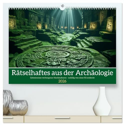 Rätselhaftes aus der Archäologie (hochwertiger Premium Wandkalender 2026 DIN A2 quer), Kunstdruck in Hochglanz: Geheimnisse verlorener Zivilisationen - von einer KI entdeckt (CALVENDO Wissenschaft)