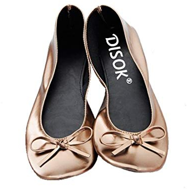 DISOK - Ballerine Manoletine Pieghevoli e Piegate per matrimoni in borsa regalo - Barre Comprare Online Offerte, oro, 40 EU