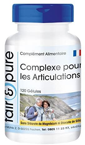 Fair & Pure Gelenk-Komplex, 120 Kapseln, mit Glucosamin, Chondroitin, MSM, Hyaluronsäure und Astaxanthin, Nahrungsergänzungsmittel ohne Magnesiumstearat, in Deutschland hergestellt