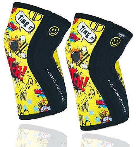 Rodilleras Crossfit | Soporte para menisco y ligamento | Compresión para Levantamiento de peso, Entrenamiento funcional y Running | Neopreno antideslizante | 5mm | 2 uds | Unisex | Amarillo | XL