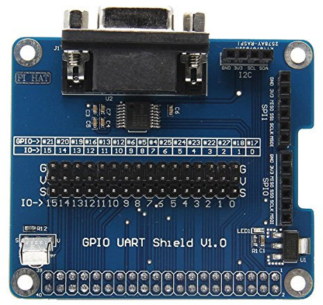 DollaTek Carte d'extension de Port série RS232 pour Raspberry Pi 3 Modèle B / 2 B/B + Bouclier GPIO UART avec réception IR