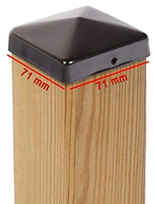 7x PFOSTENKAPPE PYRAMIDE STAHL SCHWARZ PULVERBESCHICHTET 71 x 71 MM