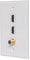 ESYLink BUPLDET 2 HDMI 1 Coax Wall Plate Female to Female - 2 Port 4K HDMI 2.0 Keystone +1 Port 3GHz Coax Cable TV Gold-Plated F-Type Faceplate - White