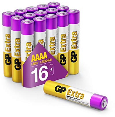 GP Extra Alkaline AAAA Batterien LR61 1,5V | Mini-Batterien MN2500 E96 LR8D425 (Pack mit 16 Stück Batterien AAAA)