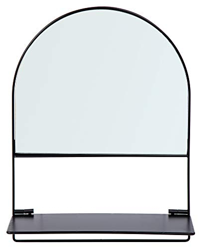 Truu Design Dekorativer Halbkreis-Spiegel mit faltbarem Regal, 38,1 x 30,5 cm, Schwarz