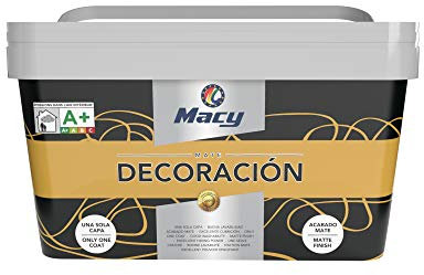Macy Pintura Plástica Mate Decoración Interiores Excelente Cubrición, Acabado Perfecto. Color Mostaza. 4 Litros