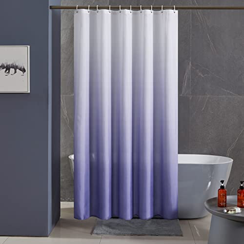 Furlinic Rideau de Douche Anti Moisissure Tissu Lavable en Machine Grand Rideau de Bain Imperméable en Polyester pour Baignoire Angle avec 12 Crochets 200x200cm Violet Dégradé