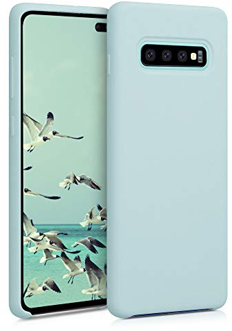 kwmobile Hülle kompatibel mit Samsung Galaxy S10 Plus / S10+ Hülle - Silikon Handy Case - Handyhülle weiche Oberfläche - kabelloses Laden - Cool Mint