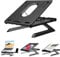Urlixin Laptop Stand 9 Adjustable Height - Laptop Riser with Foldable Legs & Cell Phone Holders for Desk, Portable Air-Ventilation Ergonomic Lap Desk with Keybord Storage for Laptop & Tablet (Black)