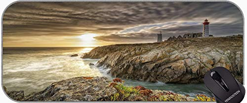 YENDOSTEEN Larger Extended Gaming Mouse Pad,Lighthouse Under Starry Sky Large Gaming Mat