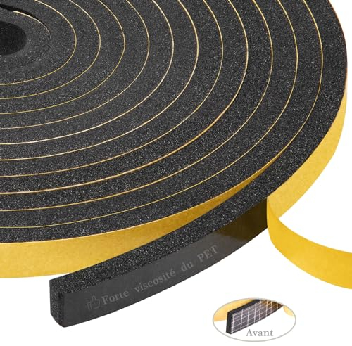 Yotache Joint Fenêtre Isolation, Joint Porte de mmousse Adhésive, Bande Caoutchouc Anti,froid Antichoc, 2 Rouleau x 10 mm(l) x 6 mm(H) x 8 m(L), Noir et Jaune (Chacun 4 m)