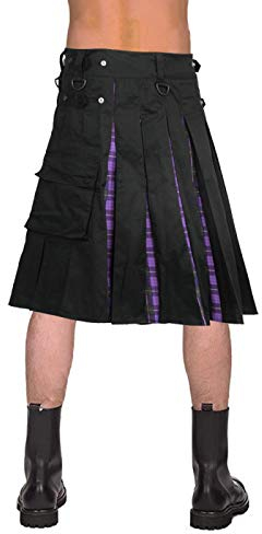 Schöner Kilt Rock Scottish Mens Kilt Unisex Schottland Klassische Retro Gothic Faltenröcke Hip Hop Shorts Schärpen Tasch