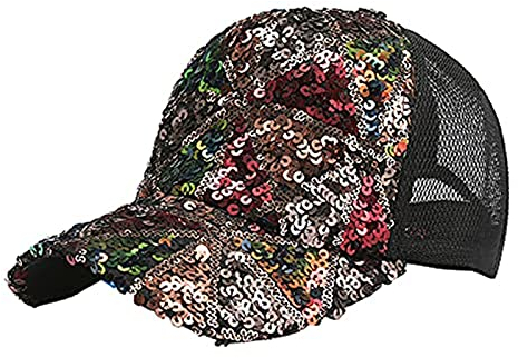 Yeehliny Damen Herren Kappe Basecap Baseball Cap Mütze mit Pailletten Schirmmütze Atmungsaktiv Hüte Hip Hop Kappe Mesh Hüte Erwachsenen Baseballmütze Verstellbar Für Draussen Sport Reisen (D)