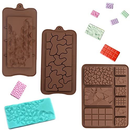 Molde Chocolate Molde Chocolate Silicona Forma de Barra de Chocolate Moldes de Silicona para Chocolate Diy Moldes para Praliné Moldes Caseros para Proteínas y Barras Energéticas 3 Piezas