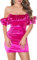 Koucla Mini robe sexy à épaules dénudées pour fête, Rose, S