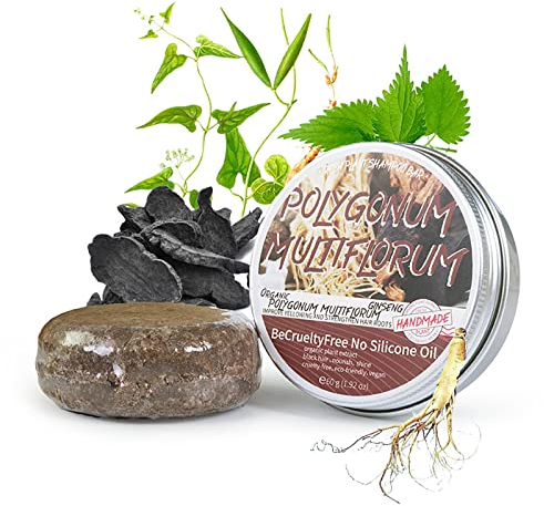 Polygonum Multiflorum Shampoo Bar, Bar Soap for Gray Hair, Hair Darkening Shampoo Bar, Essence Hair Darkening Shampoo Soap, Organic Grey Reverse Shampoo Bar (1Pcs)