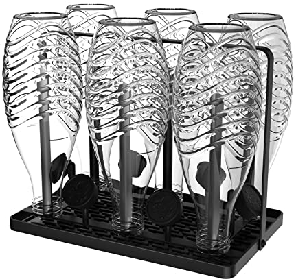 Rainsworth Flaschenhalter für Duo und handelsübliche Wasser- und Babyflaschen, Abtropfgitter für 6 Flaschen, Abtropfgestell inkl. Silikon-Schutzhandschuh, Abtropfmatte und Deckelhalter