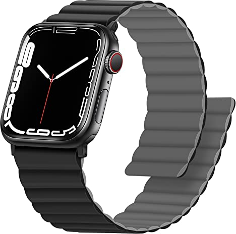 Anlinser Compatibile con Cinturino Apple Watch 42mm 41mm 40mm 38mm, Cinturini Magnetico Reversibile su Entrambi Lati per iWatch Serie 10/9/8/7/6/5/4/3/SE (Nero/Grigio)