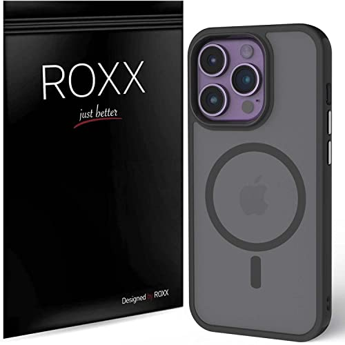 Roxx Black Shield Hülle | Schlank & Unzerstörbarer Schutz | Kompatibel mit iPhone 14 Pro | Hardcase | Displayschutz | Kameraschutz | Kompatibel mit MagSafe Zubehör