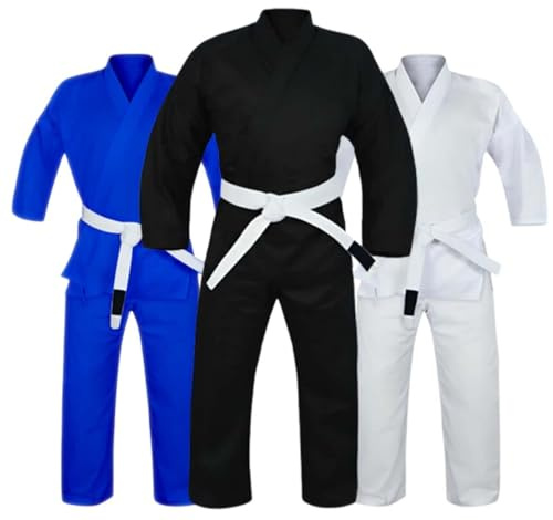 Rewon Gear Jiu-Jitsu-Gi, Jiu-Jitsu-Uniforme,Competizione Professionale, Tessuto di Alta qualità Arti Marziali, MMA, Karate, Taekwondo, Cotone, Uomini, Donne e Bambini (Nero, S)