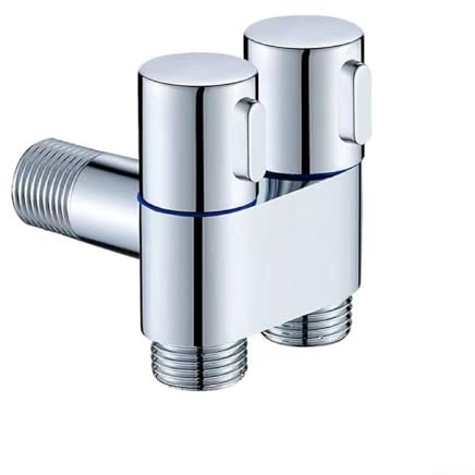 Valvola angolare a doppio controllo, G1/2 1 Due Fuori Doppio Controllo Lavatrice Rubinetto WC Valvola Triangolo per Bagno WC Separatore Tre Vie Fori