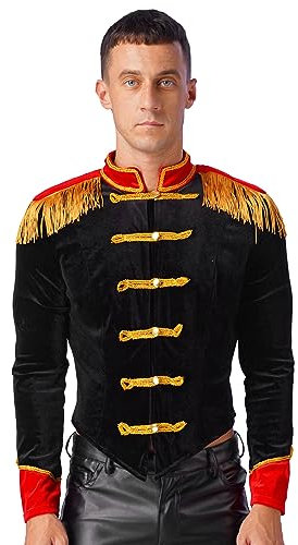 inhzoy Herren Zirkusdirektor Jacke Nussknacker Kostüm Soldat Blechmann Uniform Viktorianisch Prinz Kostüm Mantel Fasching Party Outfit A_Schwarz L
