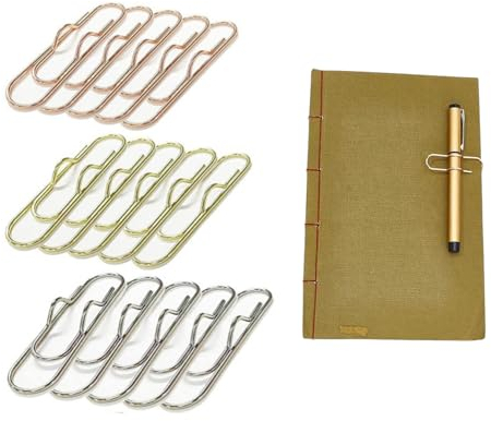 Fenglin-joy Metall Stift Clip,15 Stücke Stift Clip Assistent Büroklammerhalter Stiftclips Stift Clip für Bücher,Notizbücher, Tagebücher,Kalender(3 Farben)
