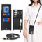 CAVOR Handykette Samsung Galaxy S23 Ultra Hülle Mit Band,Flip Leder Geldborse Handyhülle,[4 Kartenfach][Mit Ring Stander],Klapphülle Handyhülle mit Umhängeband - Schwarz