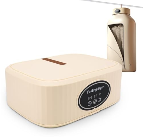 Secadora de ropa portátil, secadora plegable de 600 W para apartamentos, vehículos recreativos, viajes, hoteles, camping, secadora de ropa eléctrica pequeña para ropa ligera, ropa interior white