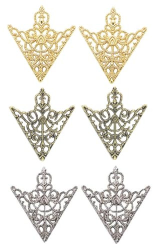 Ryaupy Chemise Collier Broche Boucle, Triangulaire Chemise Col Pin, Chemise Collier Angle Boucle, 3 Paires de Broches Accessoires Palais Rétro Motif Creux Col de Chemise Broche Boucle