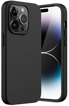 Cyber-Tech Liquid Silicone Case Compatible with iPhone 14 Pro Max Case, Full Body Protective Cover, Shockproof, Slim Phone Case, Anti-Scratch Soft Microfiber Lining, 6.7 inch-Black