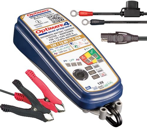 Optimate 4 Quad Program, TM631, Gold Series: 9-Step 12V / 12.8V 1.25A Sealed Battery Saving Charger & maintainer