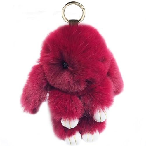 Xsclpomddy Süße Groß. Plüsch Hase Schlüsselanhänger Plüsch-Häschen 7in Schlüsselanhänger Pom Poms Taschenanhänger Handtasche Autoschlüssel Dekoration,wine
