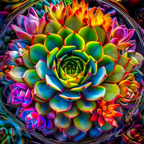 Bgraamiens Puzzle- Beautiful Succulent Puzzles for Adults 1000 Pieces, High Definition Puzzles,Colorful Succulent Jigsaw Puzzles