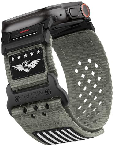 Rugged Nylon Band for Apple Watch Ultra 3/2/1 Series 11 10 9 8 7 6 5 4 SE/3/2/1 for Men,Breathable Stars-Stripes Flag Wristband Workout Athletic Strap for iWatch Ultra Bands 49mm 46mm 45mm 44mm 42mm