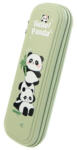 ihreesy Federmäppchen Panda Mäppchen,Groß Federtasche Pencil Case Stiftetasche Teenager Stiftemappe Schulmäppchen für Mädchen Jungen Grün Tragbare Federmappe für Schule Büro