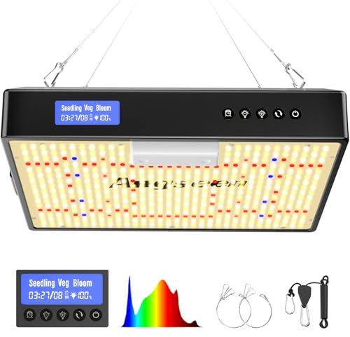 Angseen 200W Upgraded Pflanzenlampe mit 0-23h Timer, 512 LEDs- LED Grow Lampe, Saat/Wachstums/Blüte modus,Full Spectrum,Dimmable, Pflanzenlampe LED Vollspektrum für Zimmerpflanzen und Growzelt 80x80cm