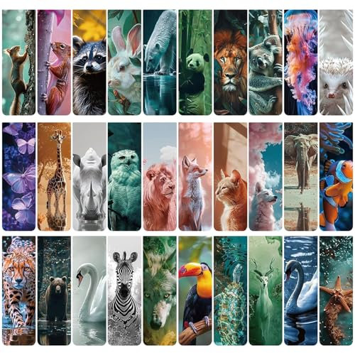 Alriedy 30 Stück Lesezeichen kinder,Abschiedsgeschenk Schüler Lehrer,mitgebsel kindergeburtstag,für Schüler,Junge,Mädchen, Buchliebhaber (Tiere)