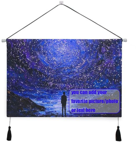 tplaotee Personalisiertes Leinwandbild für Schlafzimmer, Natur, Mitternacht, Sternenhimmel, Sterne, Landschaft, Wandkunst, Küche, 41 x 62 cm