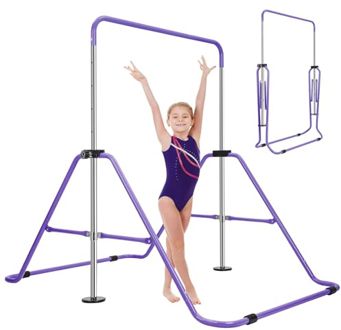 LN COZY CORNER Gymnastics Bars, Junior Training Kip Bar Folding Gymnastics Equipment,Adjustable Height Horizontal Bar for kids ages 6-12 Girls for Home Gym Indoor Garden Outdoor