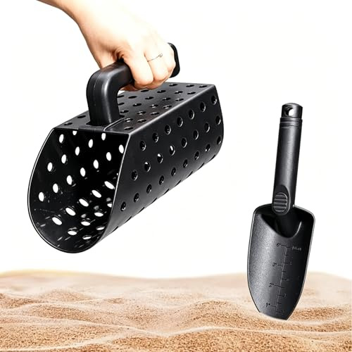 Uadme Pelle a Sable Detection Metaux, Pelle Tamis Plage Portable, Détecteur de Métaux Ultra-Léger en Acier Inoxydable et ABS pour Creuser la Plage